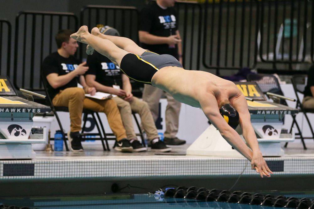 Iowa's B team at the 1,650-yard freestyle race Saturday, March 2, 2019 at the Campus Recreation and Wellness Center. (Lily Smith/hawkeyesports.com)