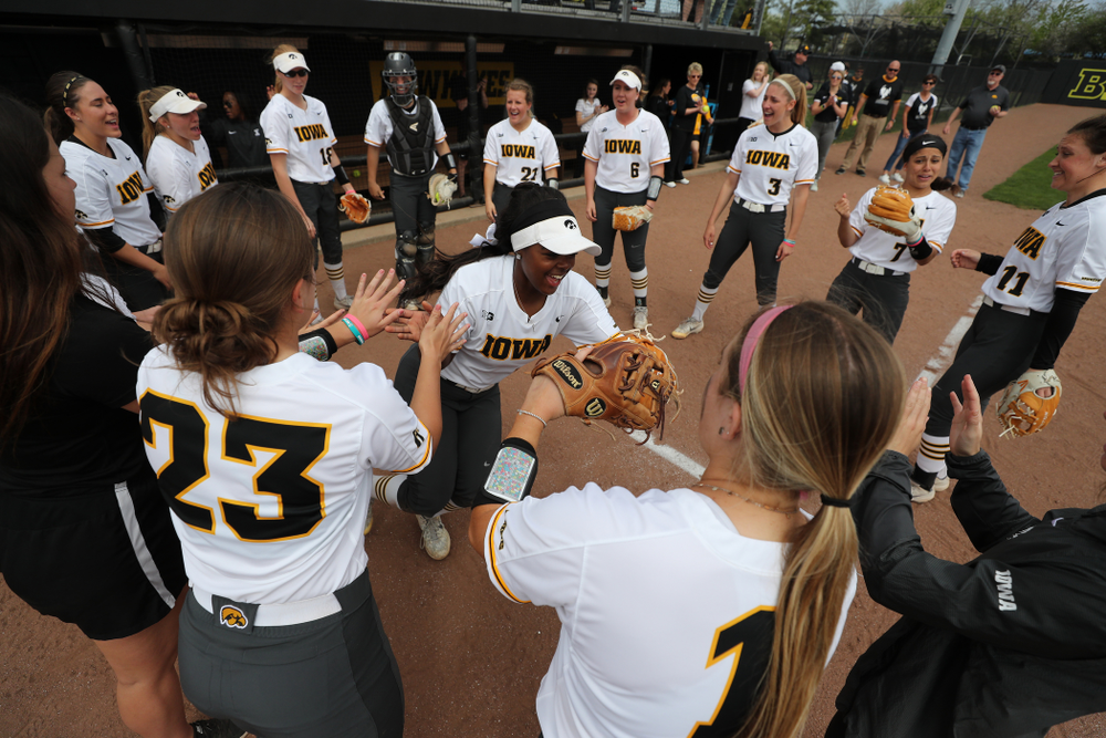 Iowa Hawkeyes DoniRae Mayhew (24) against the Ohio State Buckeyes on senior day Sunday, May 5, 2019 at Pearl Field. (Brian Ray/hawkeyesports.com)