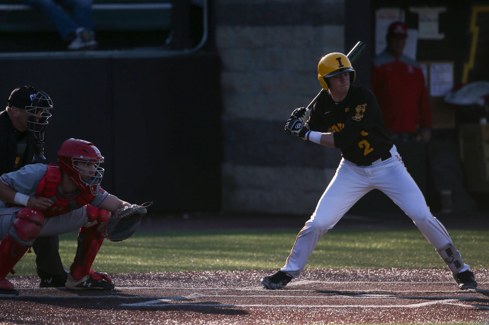 Iowa infielder Brendan Sher at the game vs. Bradley on Tuesday, March 26, 2019 at (place). (Lily Smith/hawkeyesports.com)