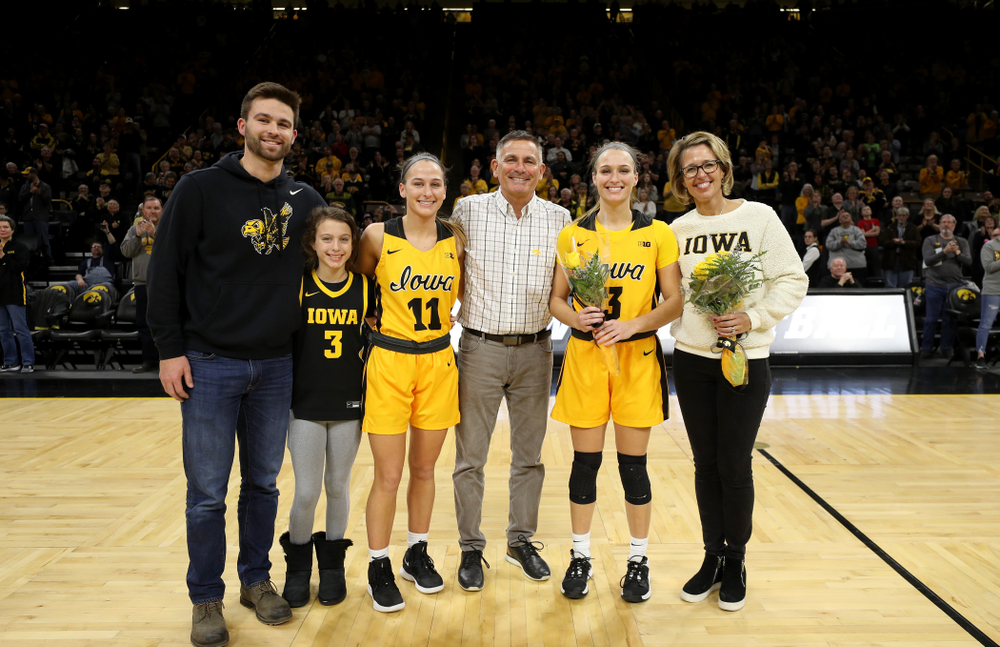 Iowa Hawkeyes guard Makenzie Meyer (3) during senior day activities following their win over the Minnesota Golden Gophers Thursday, February 27, 2020 at Carver-Hawkeye Arena. (Brian Ray/hawkeyesports.com)