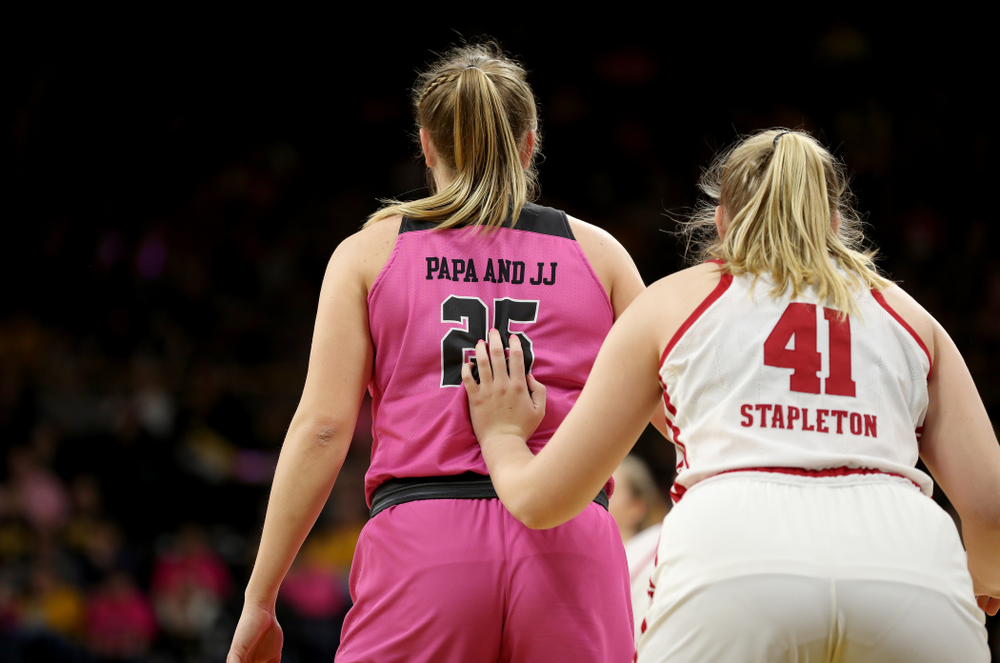 Iowa Hawkeyes forward/center Monika Czinano (25) against the Wisconsin Badgers Sunday, February 16, 2020 at Carver-Hawkeye Arena. (Brian Ray/hawkeyesports.com)