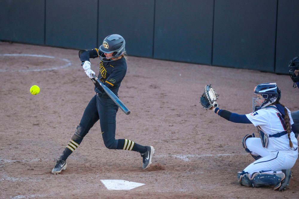 IowaÕs Aralee Bogar (2) at softball vs Illinois game 3 on Saturday, April 13, 2019 at Bob Pearl Field. (Lily Smith/hawkeyesports.com)