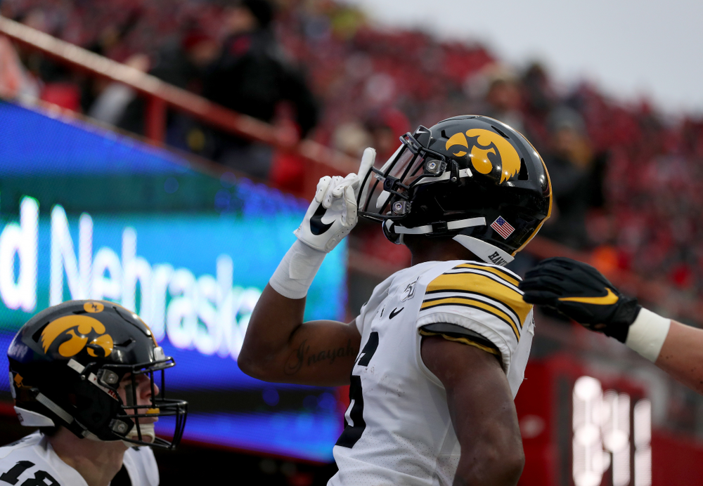 Iowa Hawkeyes wide receiver Ihmir Smith-Marsette (6) returns a kickoff for a touchdown against the Nebraska Cornhuskers Friday, November 29, 2019 at Memorial Stadium in Lincoln, Neb. (Brian Ray/hawkeyesports.com)