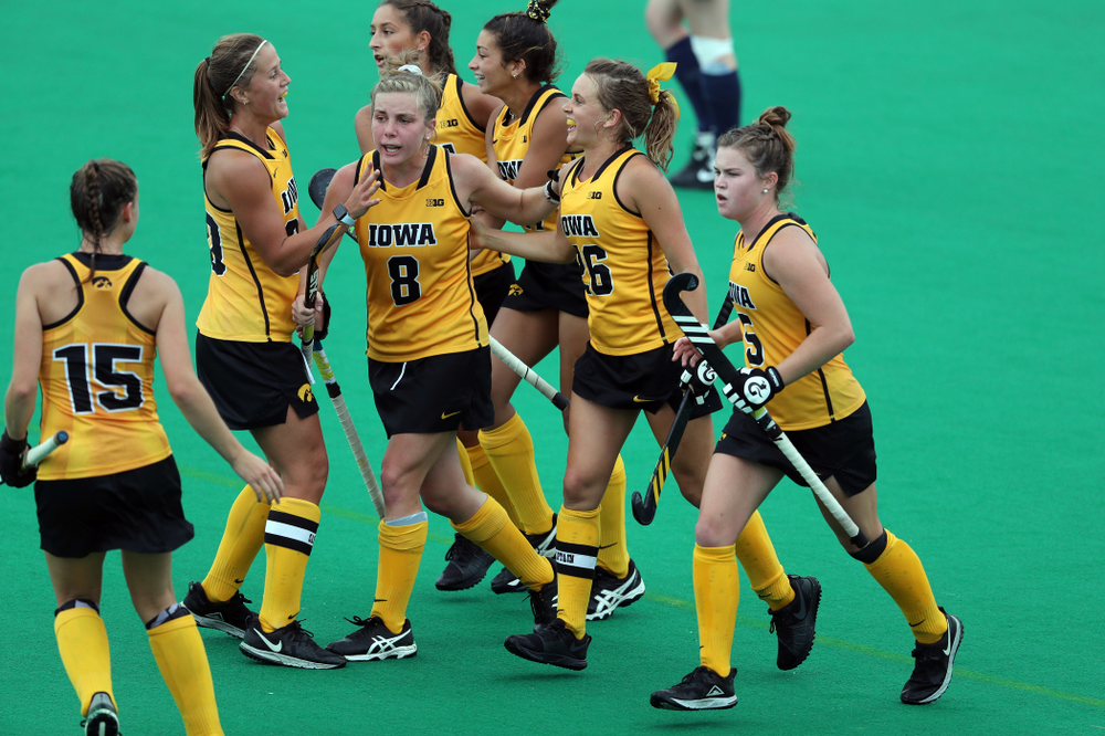 Iowa Hawkeyes forward Maddy Murphy (26) celebrates a goal against Columbia Sunday, September 8, 2019 at Grant Field. (Brian Ray/hawkeyesports.com)