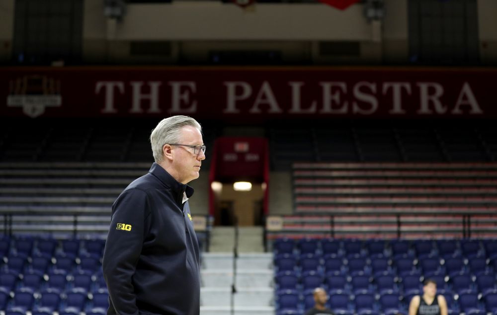 Iowa Hawkeyes head coach Fran McCaffery practice at the Palestra Friday, January 3, 2020 in Philadelphia. (Brian Ray/hawkeyesports.com)