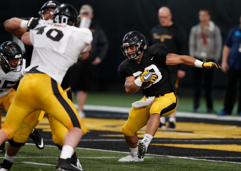 Iowa Hawkeyes running back Toren Young (28) during spring practice Wednesday, March 28, 2018 at the Hansen Football Performance Center. (Brian Ray/hawkeyesports.com)