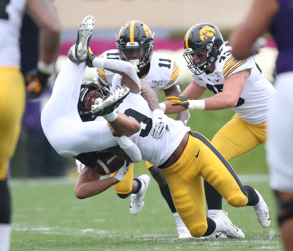 Iowa Hawkeyes defensive back Geno Stone (9) against the Northwestern Wildcats Saturday, September 28, 2019 at Kinnick Stadium. (Max Allen/hawkeyesports.com)