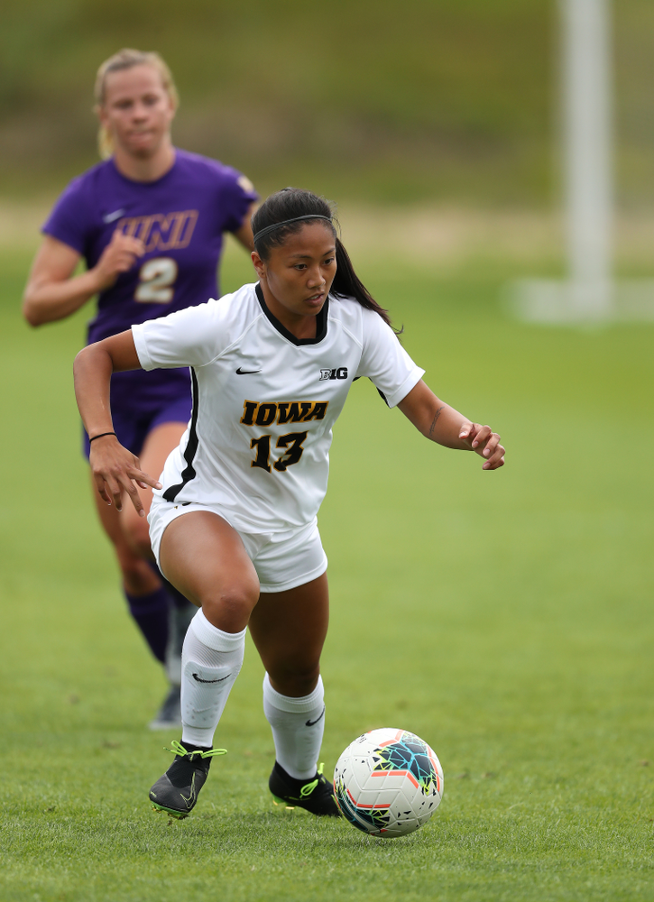 Iowa Hawkeyes forward Bianca Acuario (13) during a 6-1 win over Northern Iowa Sunday, August 25, 2019 at the Iowa Soccer Complex. (Brian Ray/hawkeyesports.com)