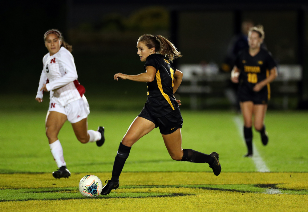 Iowa Hawkeyes midfielder Isabella Blackman (6) against the Nebraska Cornhuskers Thursday, October 3, 2019 at the Iowa Soccer Complex. (Brian Ray/hawkeyesports.com)