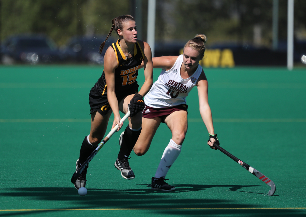 Iowa Hawkeyes Esme Gibson (15) against Central Michigan Friday, September 6, 2019 at Grant Field. The Hawkeyes won the game 11-0. (Brian Ray/hawkeyesports.com)