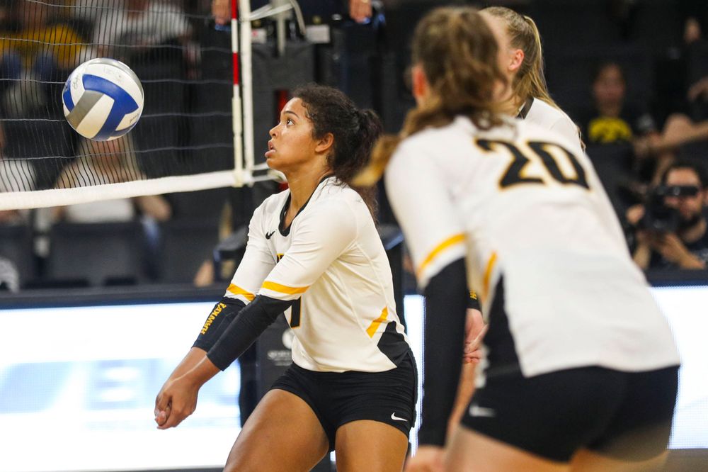 Iowa Hawkeyes setter Brie Orr (7) against Coastal Carolina Friday, September 20, 2019 at Carver-Hawkeye Arena. (Lily Smith/hawkeyesports.com)