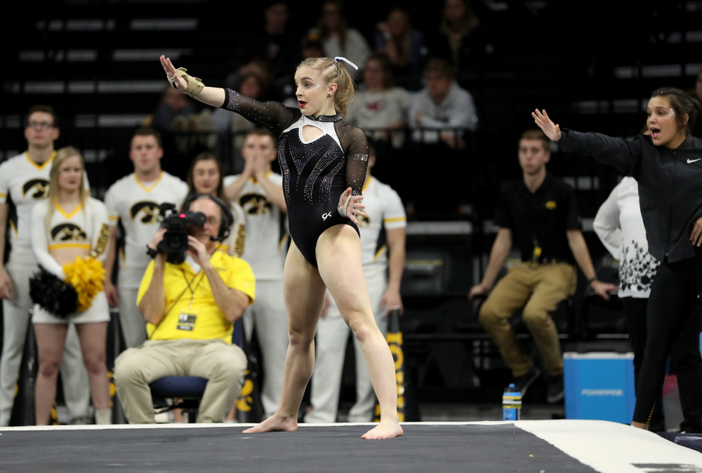Iowa’s Lauren Guerin competes on the floor against Michigan State Saturday, February 1, 2020 at Carver-Hawkeye Arena. (Brian Ray/hawkeyesports.com)