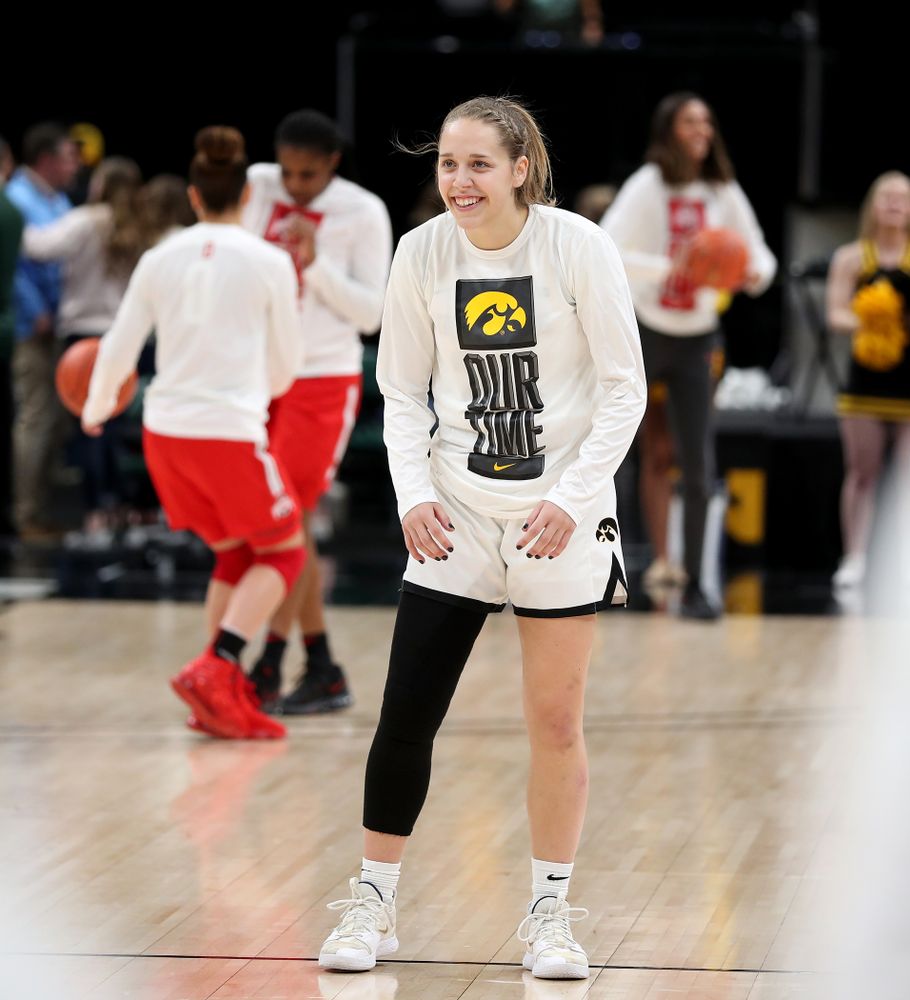 Iowa Hawkeyes guard Kathleen Doyle (22) against Ohio State in the quarterfinals of the Big Ten Basketball Tournament Friday, March 6, 2020 at Bankers Life Fieldhouse in Indianapolis. (Brian Ray/hawkeyesports.com)
