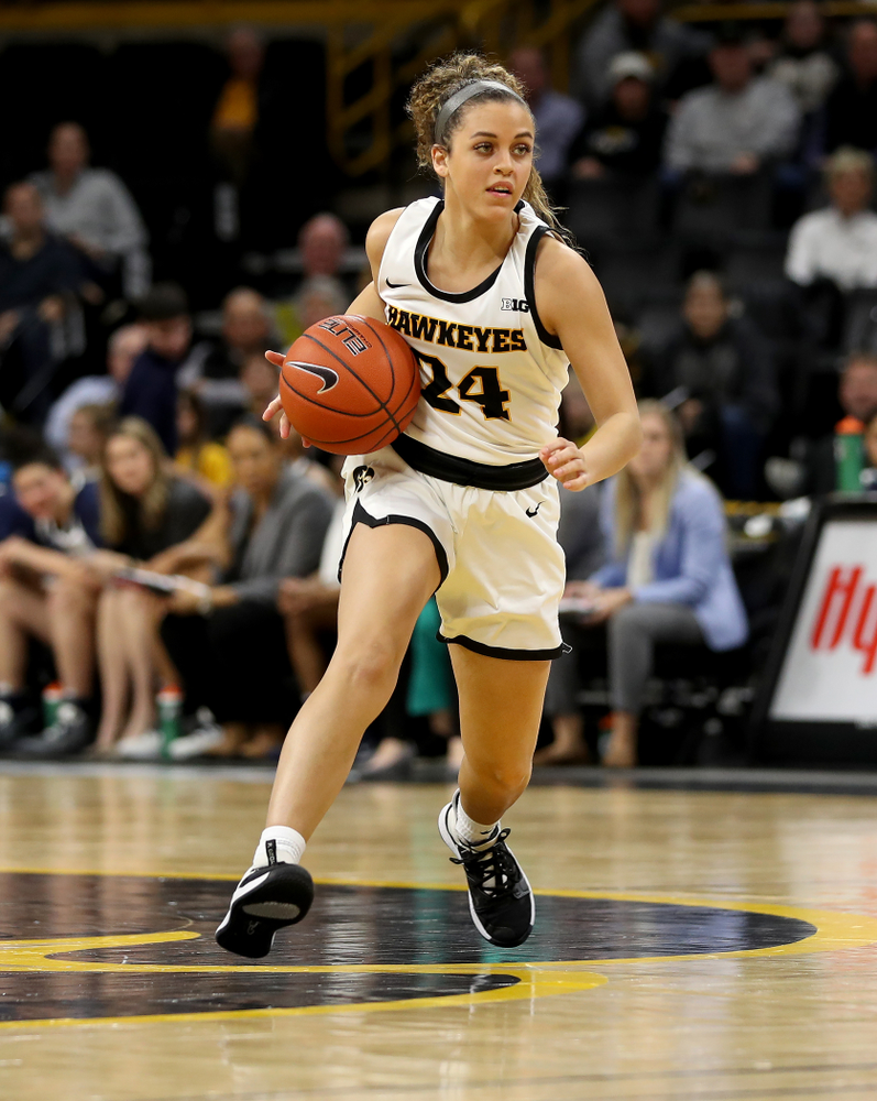 Iowa Hawkeyes guard Gabbie Marshall (24) against Penn State Saturday, February 22, 2020 at Carver-Hawkeye Arena. (Brian Ray/hawkeyesports.com)