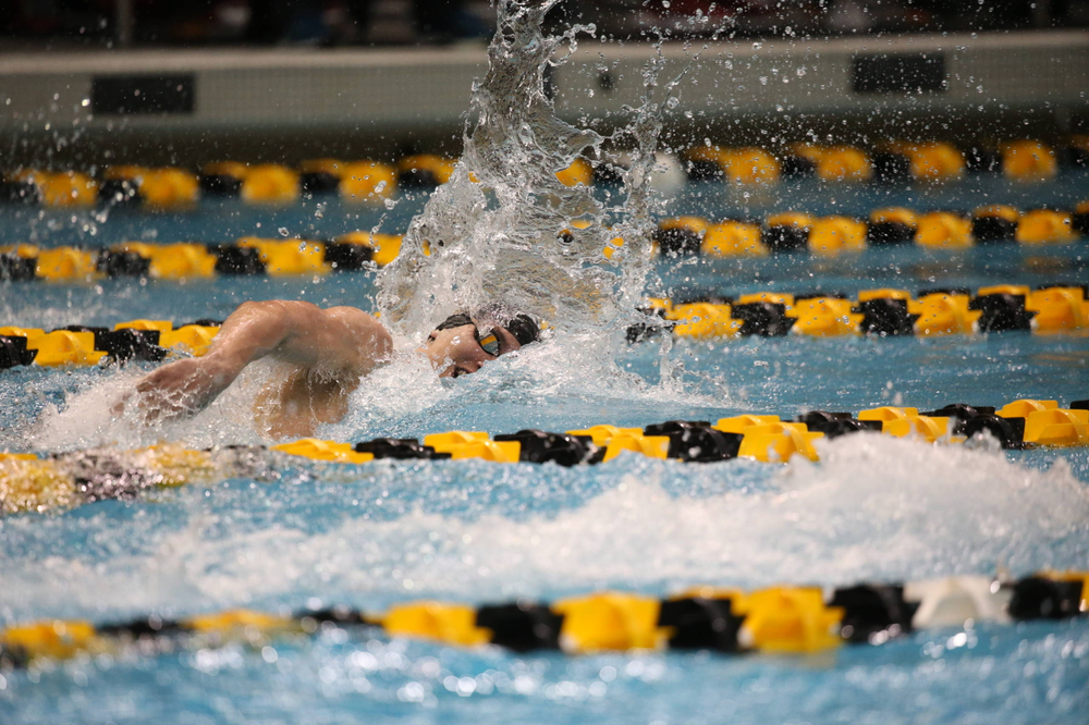 Iowa's Aleksey Tarasenko at the 200-yard freestyle race Friday, March 1, 2019 at the Campus Recreation and Wellness Center. (Lily Smith/hawkeyesports.com)