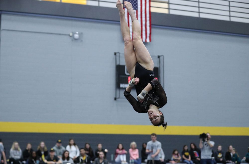 Allie Gilchrist competes on the floor during the Black and Gold intrasquad meet Saturday, December 1, 2018 at the University of Iowa Field House. (Brian Ray/hawkeyesports.com)