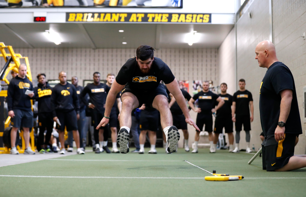 Iowa Hawkeyes linebacker Josey Jewell (43) during the team's annual pro day Monday, March 26, 2018 at the Hansen Football Performance Center. (Brian Ray/hawkeyesports.com)
