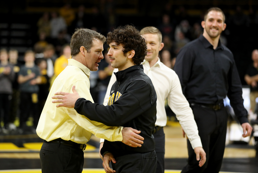 Iowa’s Vince Turk during senior day activities Sunday, February 23, 2020 at Carver-Hawkeye Arena. (Brian Ray/hawkeyesports.com)