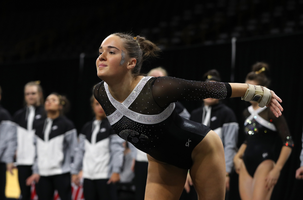 Iowa's Allie Gilchrist competes on the floor against the Rutgers Scarlet Knights Saturday, January 26, 2019 at Carver-Hawkeye Arena. (Brian Ray/hawkeyesports.com)