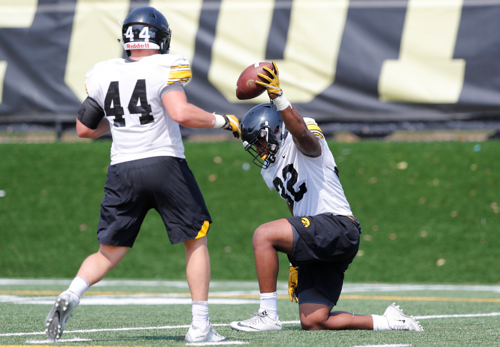Iowa Hawkeyes linebacker Djimon Colbert (32) during practice No. 7 of fall camp Friday, August 10, 2018 at the Kenyon Football Practice Facility. (Brian Ray/hawkeyesports.com)