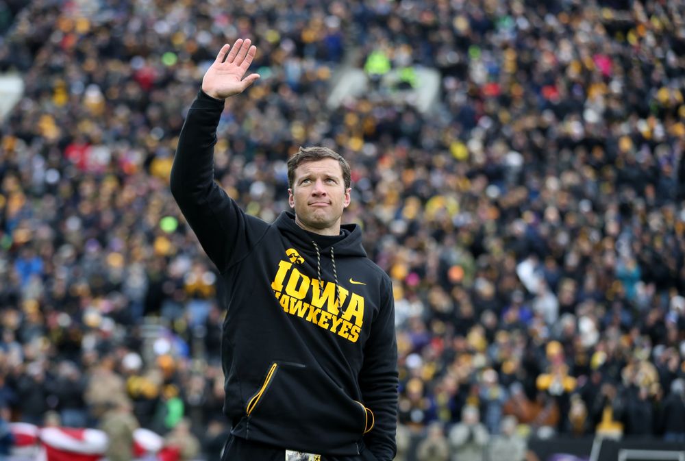 Honorary Captain Jason Baker against the Northwestern Wildcats Saturday, November 10, 2018 at Kinnick Stadium. (Brian Ray/hawkeyesports.com)