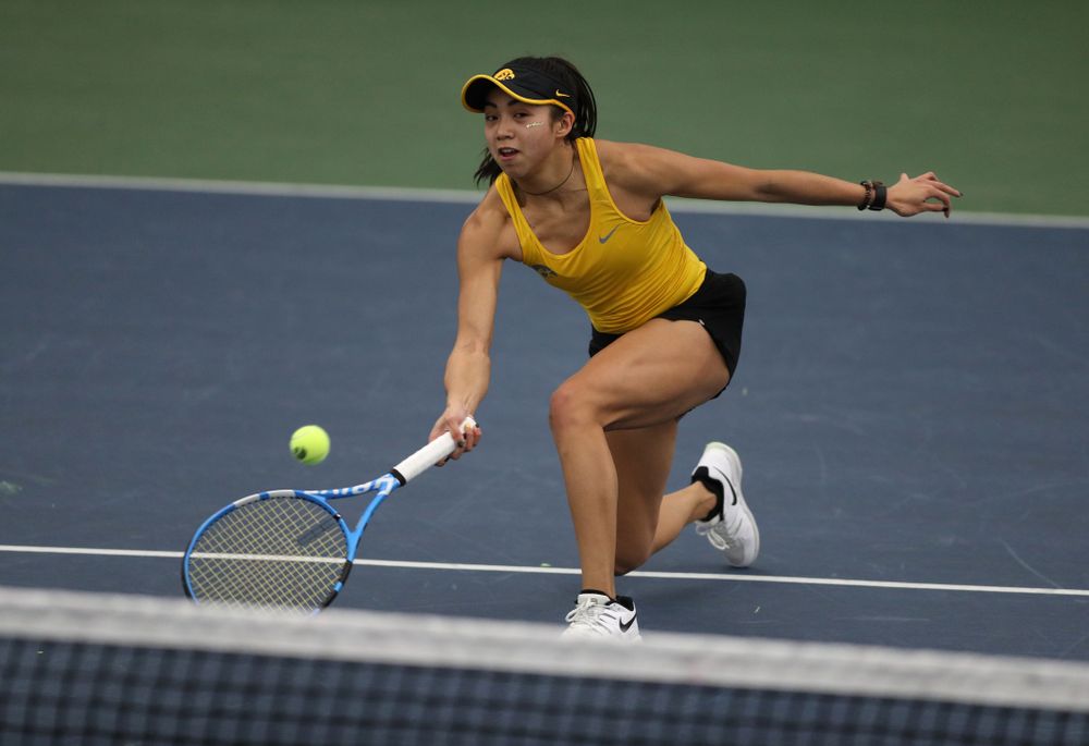 Iowa's Michelle Bacalla against the Iowa State Cyclones Friday, February 8, 2019 at the Hawkeye Tennis and Recreation Complex. (Brian Ray/hawkeyesports.com)