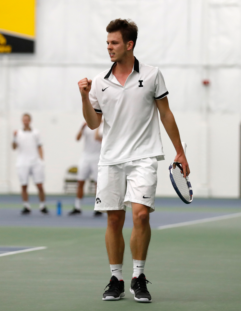 Piotr Smietana against Purdue Sunday, April 15, 2018 at the Hawkeye Tennis and Recreation Center. (Brian Ray/hawkeyesports.com)