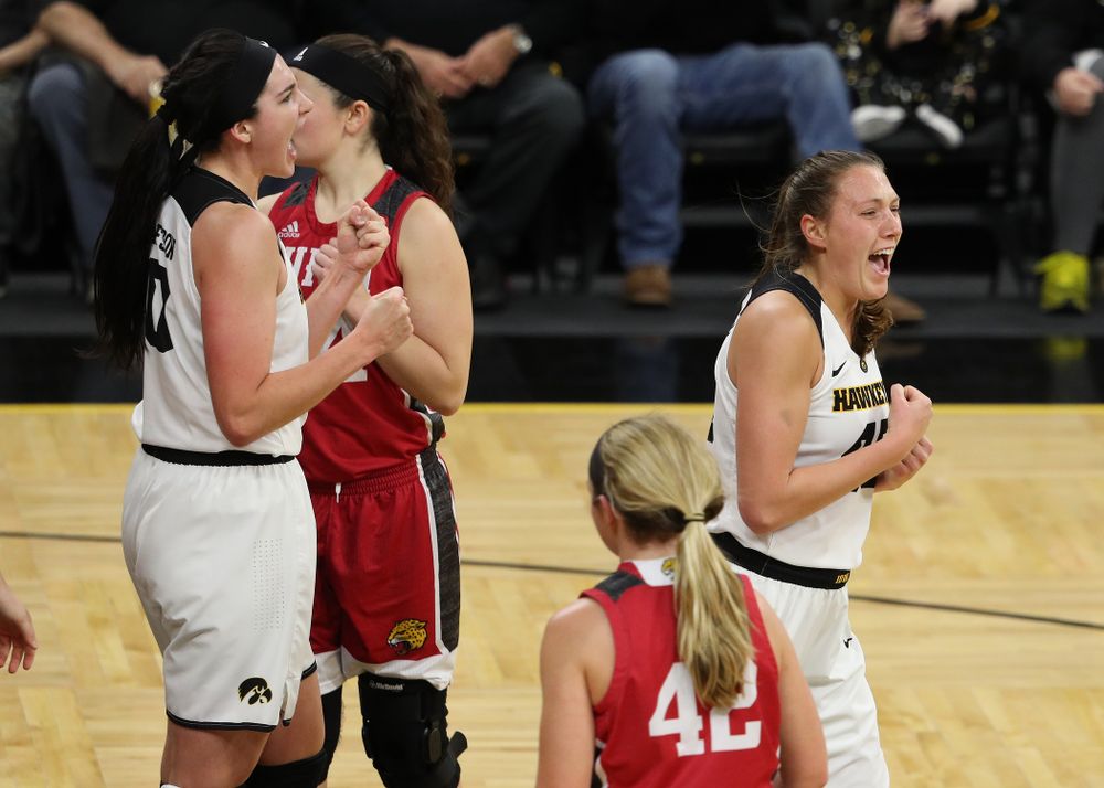 Iowa Hawkeyes forward Amanda Ollinger (43) against the IUPUI Jaguars Saturday, December 8, 2018 at Carver-Hawkeye Arena. (Brian Ray/hawkeyesports.com)