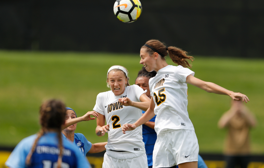 Iowa Hawkeyes Hailey Rydberg (2) against the Creighton Bluejays Sunday, August 19, 2018 at the Iowa Soccer Complex. (Brian Ray/hawkeyesports.com)