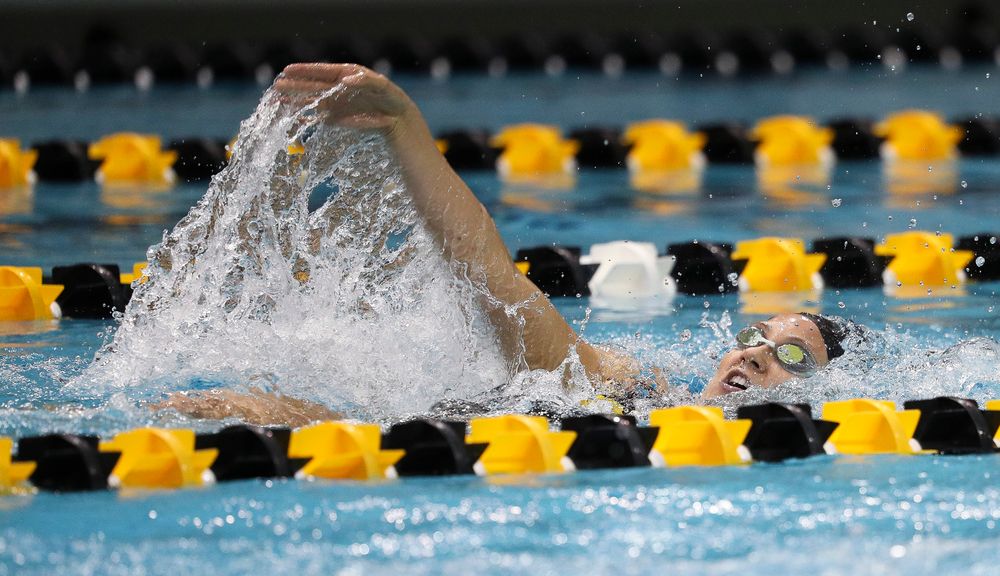 Iowa's Devin Jacobs competes in the 400-yard individual medley during a meet against Michigan and Denver at the Campus Recreation and Wellness Center on November 3, 2018. (Tork Mason/hawkeyesports.com)