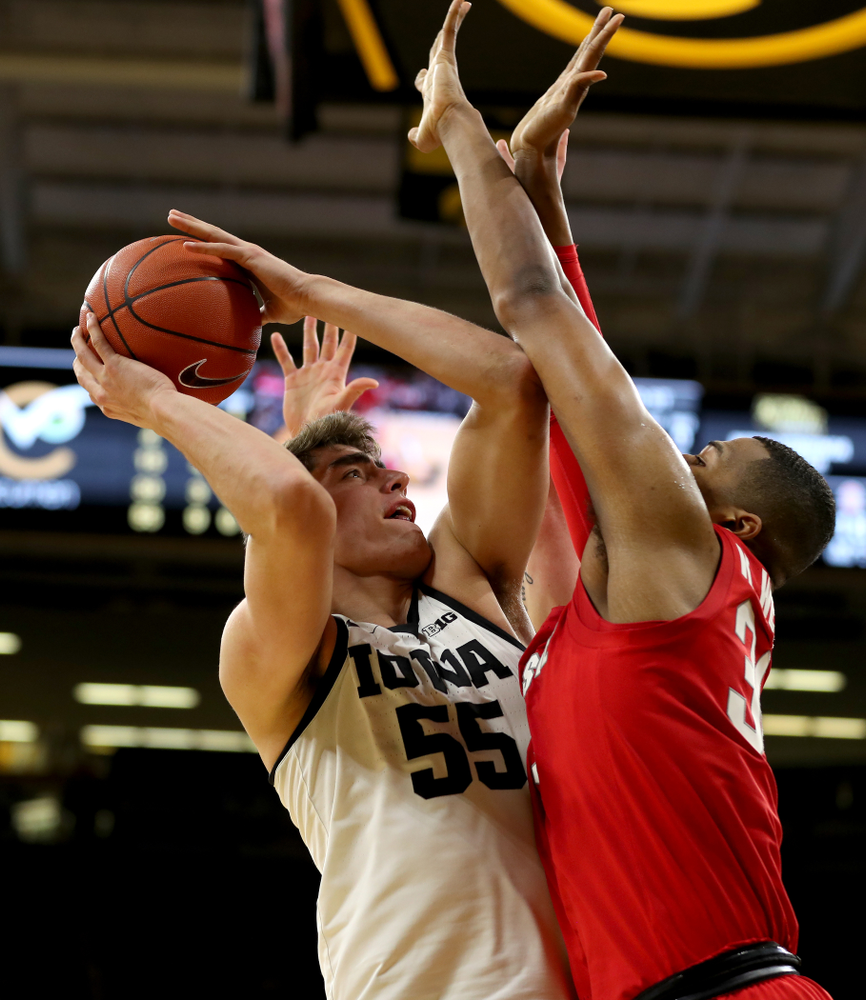 Iowa Hawkeyes forward Luka Garza (55) against the Ohio State Buckeyes Thursday, February 20, 2020 at Carver-Hawkeye Arena. (Brian Ray/hawkeyesports.com)