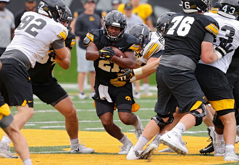 Iowa Hawkeyes running back Ivory Kelly-Martin (21) on a run during Fall Camp Practice No. 15 at the Hansen Football Performance Center in Iowa City on Monday, Aug 19, 2019. (Stephen Mally/hawkeyesports.com)