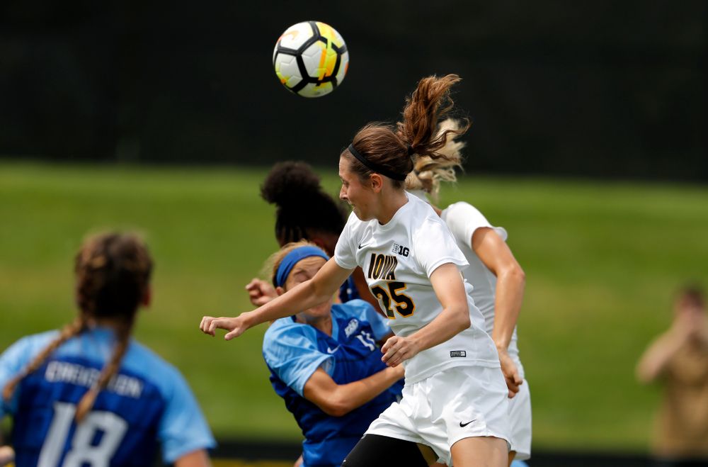 Iowa Hawkeyes Josie Durr (25) against the Creighton Bluejays Sunday, August 19, 2018 at the Iowa Soccer Complex. (Brian Ray/hawkeyesports.com)