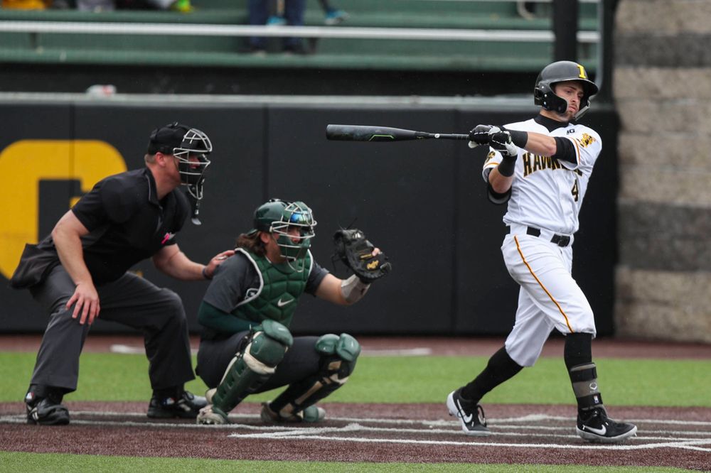 Iowa infielder Mitchell Boe during baseball vs Michigan State game 3 at Duane Banks Field on Sunday, May 12, 2019. (Lily Smith/hawkeyesports.com)