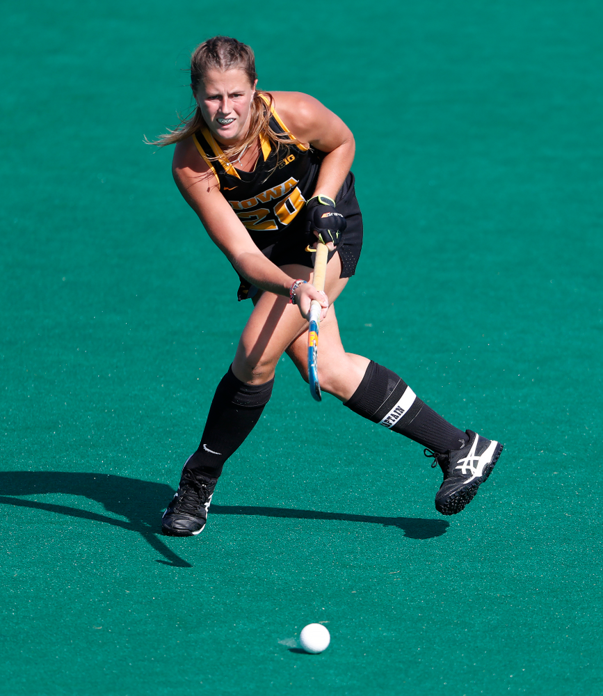 Iowa Hawkeyes Sophie Sunderland (20) against the Penn Quakers Friday, September 14, 2018 at Grant Field. (Brian Ray/hawkeyesports.com)