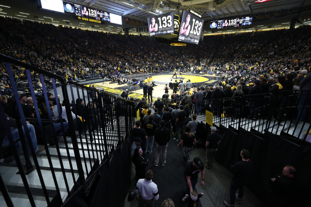 The Iowa Hawkeyes against Penn State Friday, January 31, 2020 at Carver-Hawkeye Arena. Warner won the match 4-2. (Brian Ray/hawkeyesports.com)