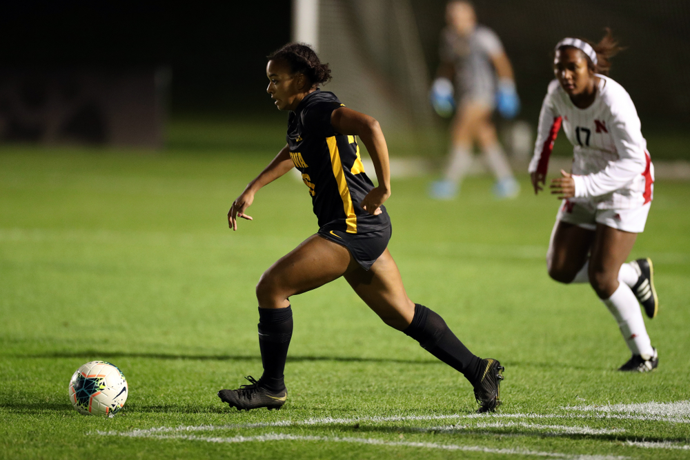 Iowa Hawkeyes midfielder/forward Melina Hegelheimer (26) against the Nebraska Cornhuskers Thursday, October 3, 2019 at the Iowa Soccer Complex. (Brian Ray/hawkeyesports.com)