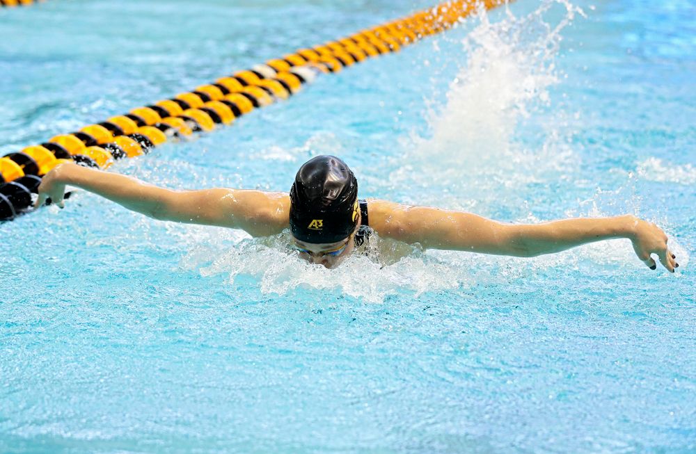 Iowa’s Grace Reeder swims in the women’s 200 yard butterfly preliminary event during the 2020 Women’s Big Ten Swimming and Diving Championships at the Campus Recreation and Wellness Center in Iowa City on Saturday, February 22, 2020. (Stephen Mally/hawkeyesports.com)