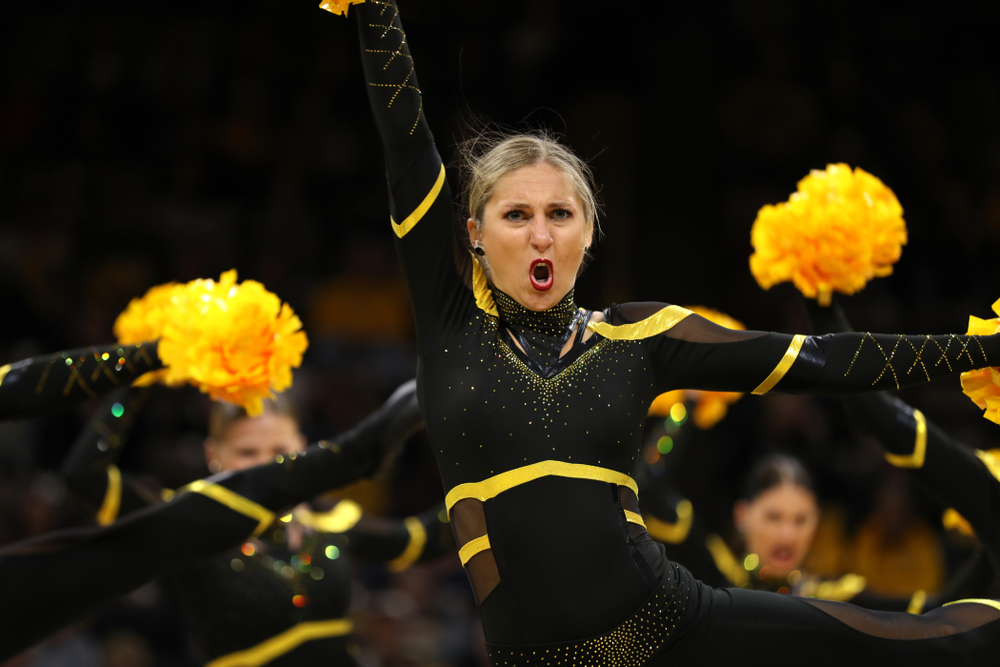 The Iowa Dance Team performs at halftime of the Iowa Hawkeyes game against the Nebraska Cornhuskers Thursday, January 3, 2019 at Carver-Hawkeye Arena. (Brian Ray/hawkeyesports.com)