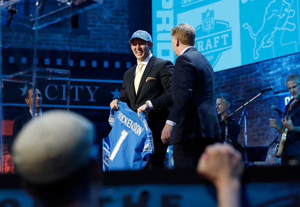 Iowa's T.J. Hockenson is selected by the Detroit Lions with the 8th pick of the 2019 NFL Draft Thursday, April 25, 2019 in Nashville. (Darren Miller/hawkeyesports.com)