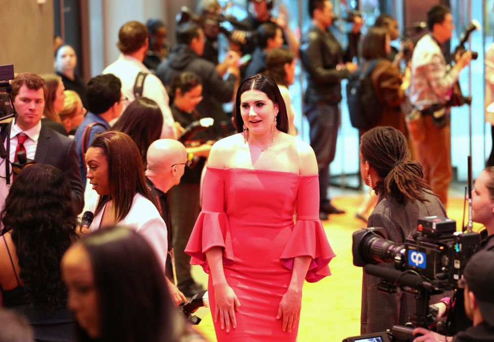 Iowa Hawkeyes forward Megan Gustafson (10) walks the orange carpet before the 2019 WNBA Draft Wednesday, April 10, 2019 at Nike New York Headquarters in New York City. (Brian Ray/hawkeyesports.com)