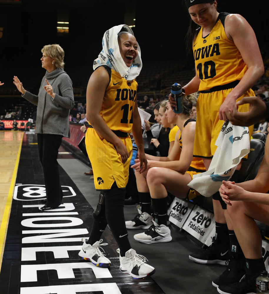 Iowa Hawkeyes guard Tania Davis (11) against the Michigan State Spartans Thursday, February 7, 2019 at Carver-Hawkeye Arena. (Brian Ray/hawkeyesports.com)