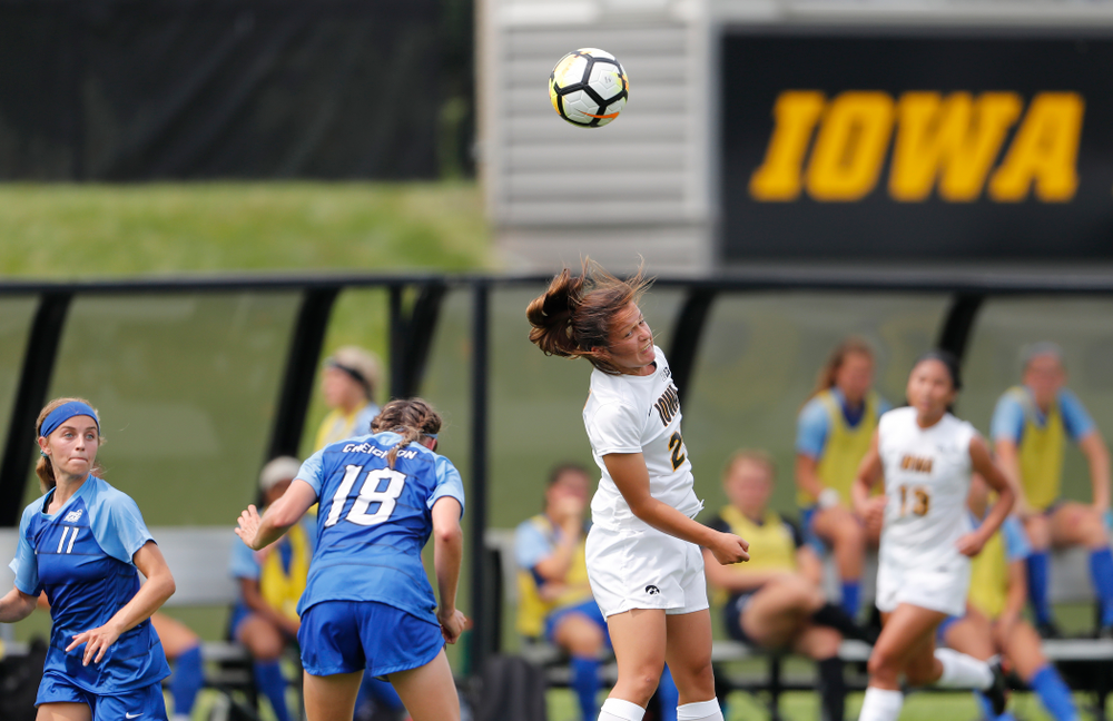 Iowa Hawkeyes Emma Tokuyama (21) against the Creighton Bluejays Sunday, August 19, 2018 at the Iowa Soccer Complex. (Brian Ray/hawkeyesports.com)