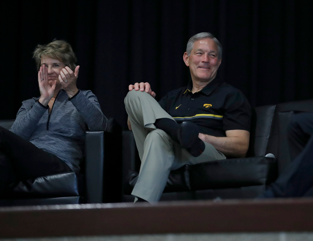 Lisa Bluder, Kirk Ferentz -- Hawkeye Fan Event at the Quad-Cities Waterfront Convention Center in Bettendorf, Iowa, on May 15, 2019.