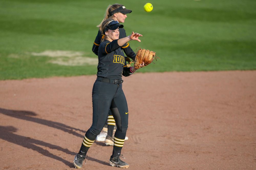 Iowa infielder Camera Cecil (1) at softball vs Illinois game 3 on Saturday, April 13, 2019 at Bob Pearl Field. (Lily Smith/hawkeyesports.com)