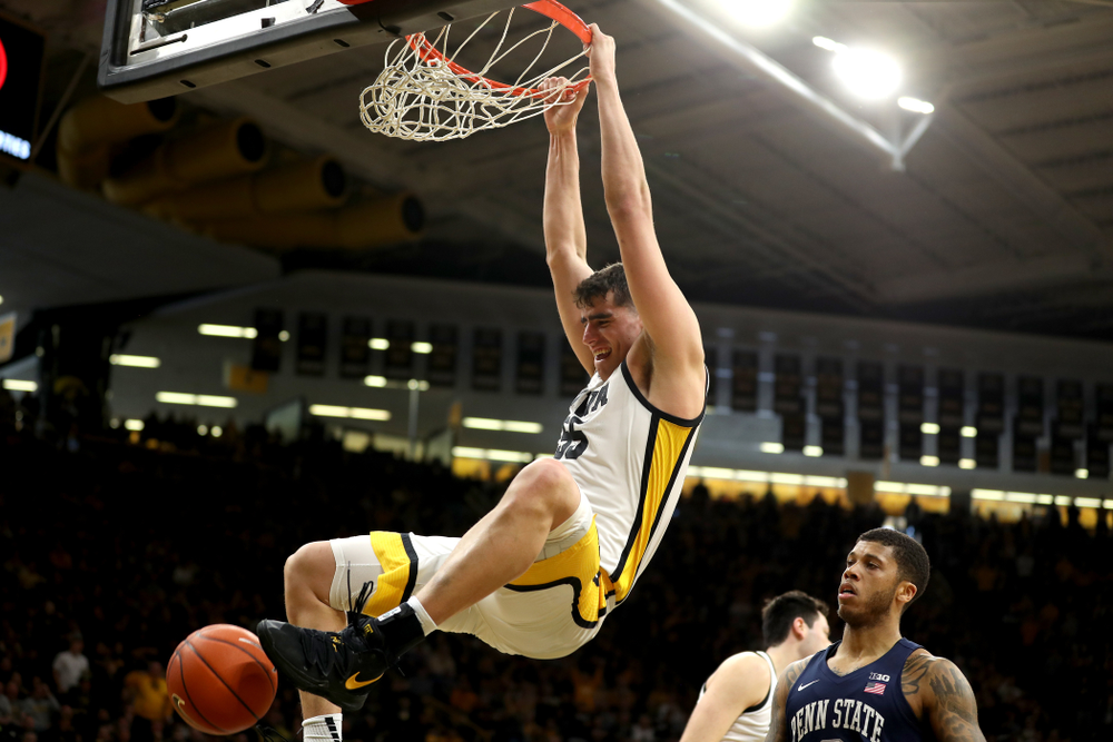 Iowa Hawkeyes forward Luka Garza (55) against Penn State Saturday, February 29, 2020 at Carver-Hawkeye Arena. (Brian Ray/hawkeyesports.com)