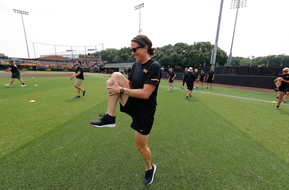 Women's Basketball Director of Player Development Abby Stamp during the Iowa Student Athlete Kickoff Kickball game Sunday, August 19, 2018 at Duane Banks Field. (Brian Ray/hawkeyesports.com)