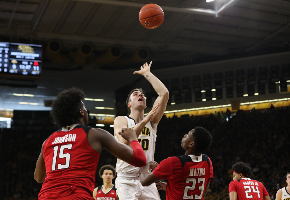 Iowa Hawkeyes guard Connor McCaffery (30) against the Rutgers Scarlet Knights Saturday, March 2, 2019 at Carver-Hawkeye Arena. (Brian Ray/hawkeyesports.com)