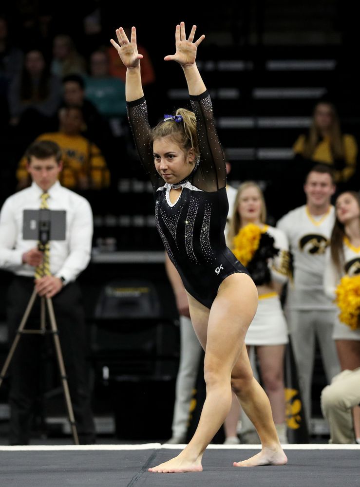 Iowa’s Alex Greenwald competes on the floor against Michigan State Saturday, February 1, 2020 at Carver-Hawkeye Arena. (Brian Ray/hawkeyesports.com)