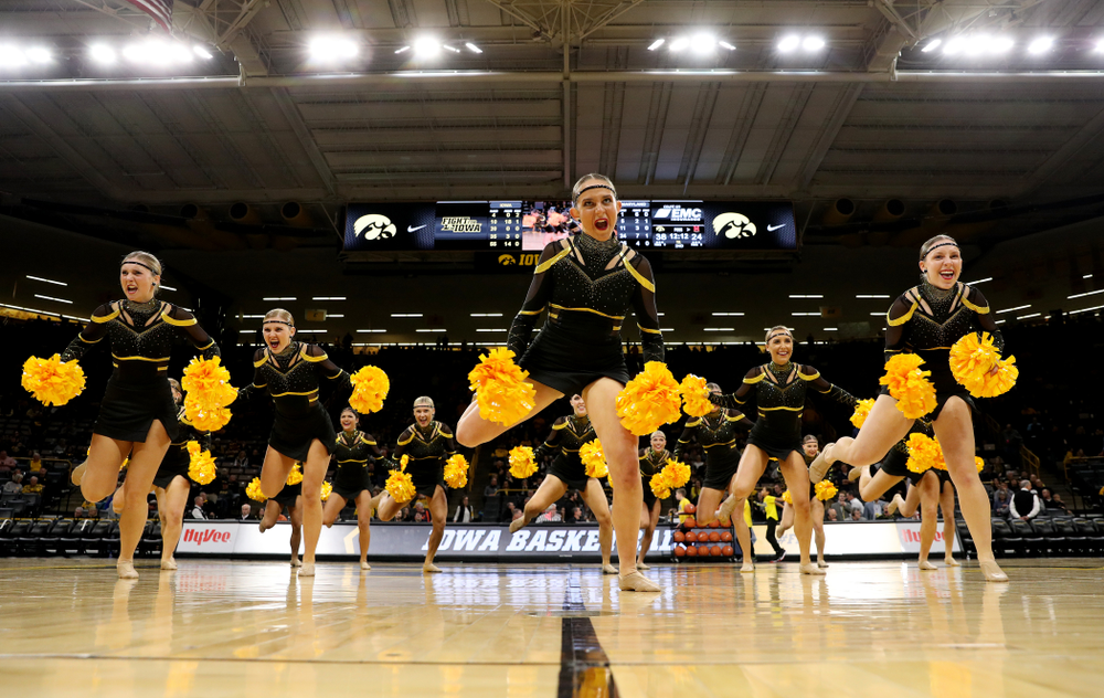 The Iowa Dance Team performs at halftime against the Maryland Terrapins Friday, January 10, 2020 at Carver-Hawkeye Arena. (Brian Ray/hawkeyesports.com)